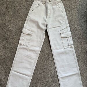 Princess Polly White Pants with Gold Stitching